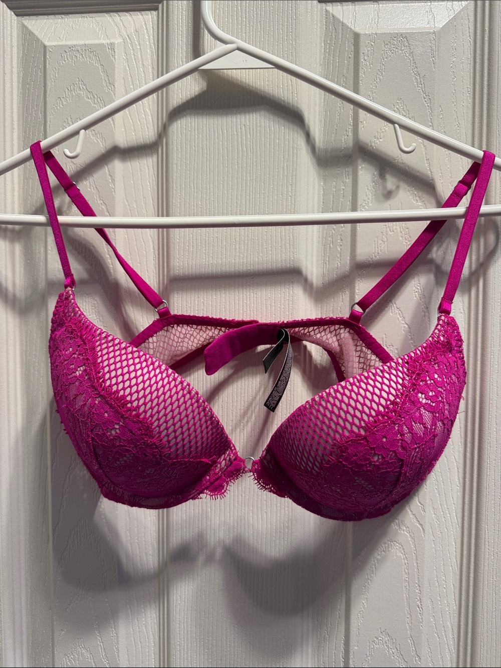 Victoria's Secret Hot Pink Lace & Mesh Push-Up Bra